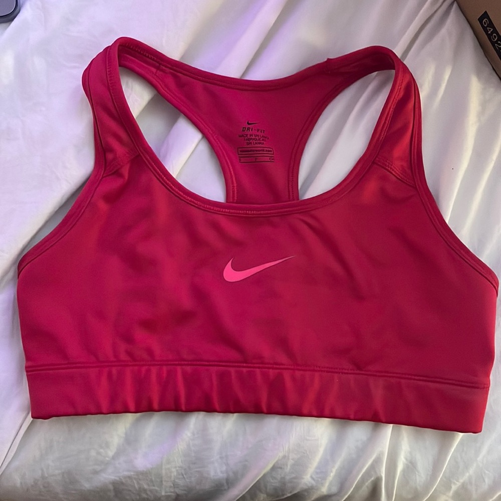 Pink Nike sports bra